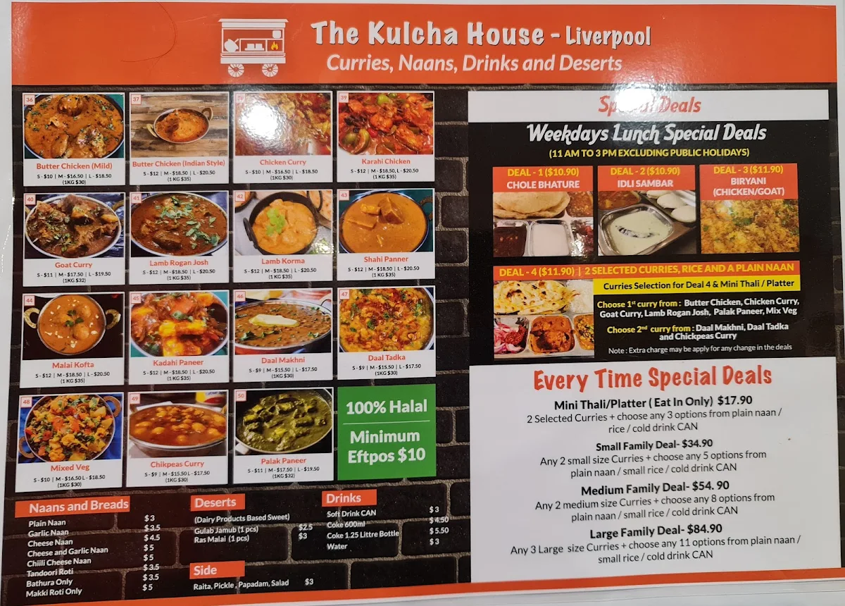 Menu, The Kulcha House-Liverpool-Classic Indian Cuisines