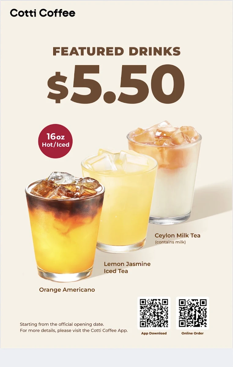 Menu, Cotti Coffee（Gadigal）