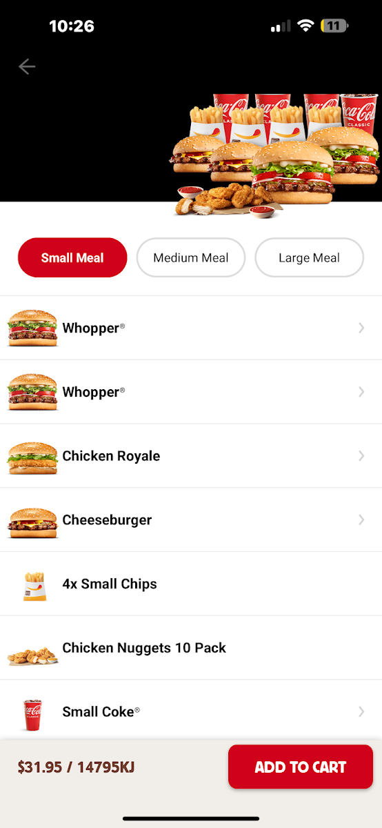 Menu, Hungry Jack's Burgers West Gosford