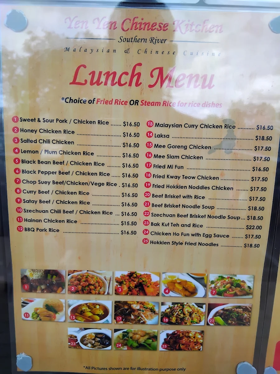 Menu, Yen Yen Chinese Kitchen