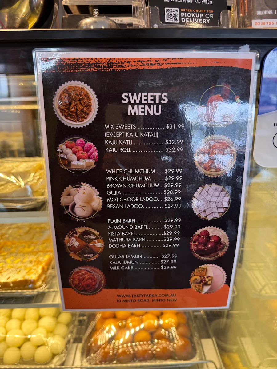Menu, Tasty Tadka - Indian Restaurant and Sweets, Party Catering