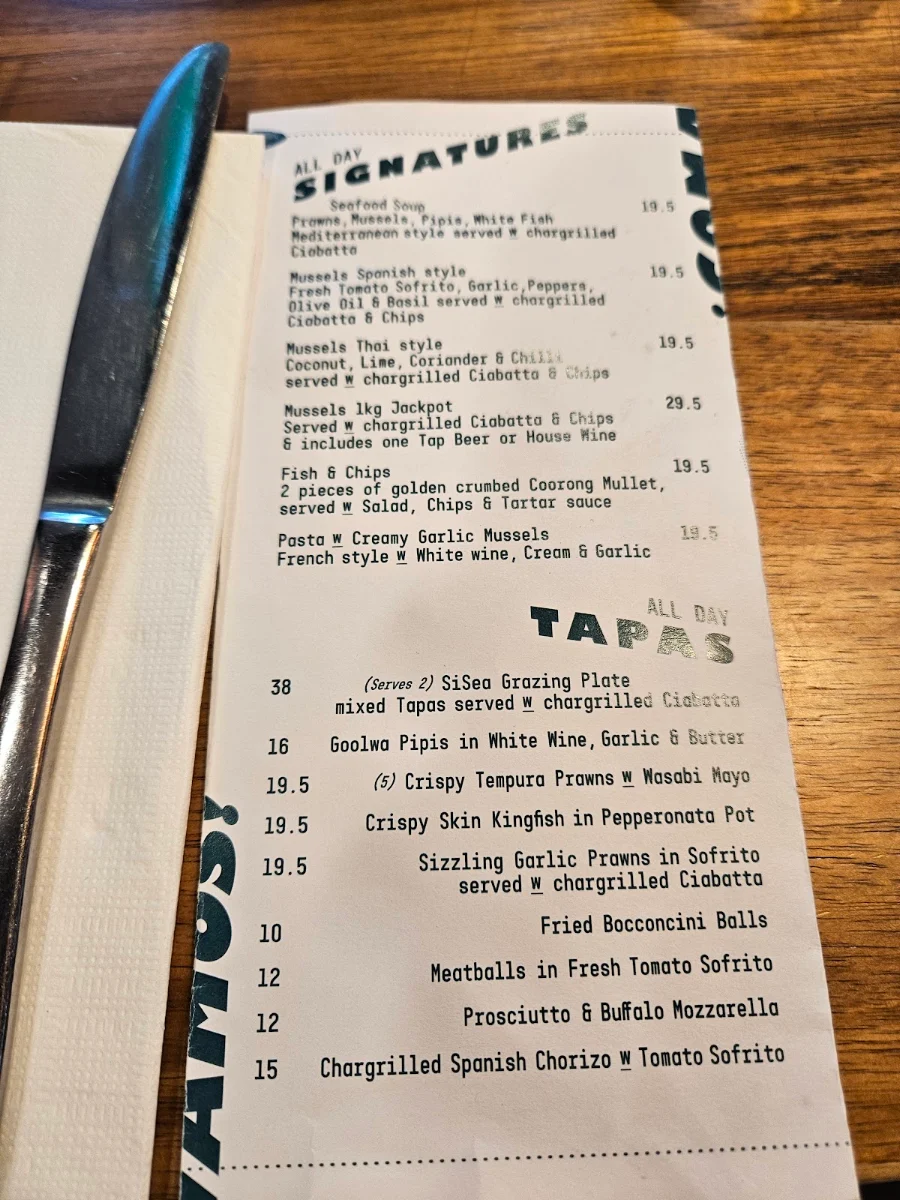 Menu, Si Sea