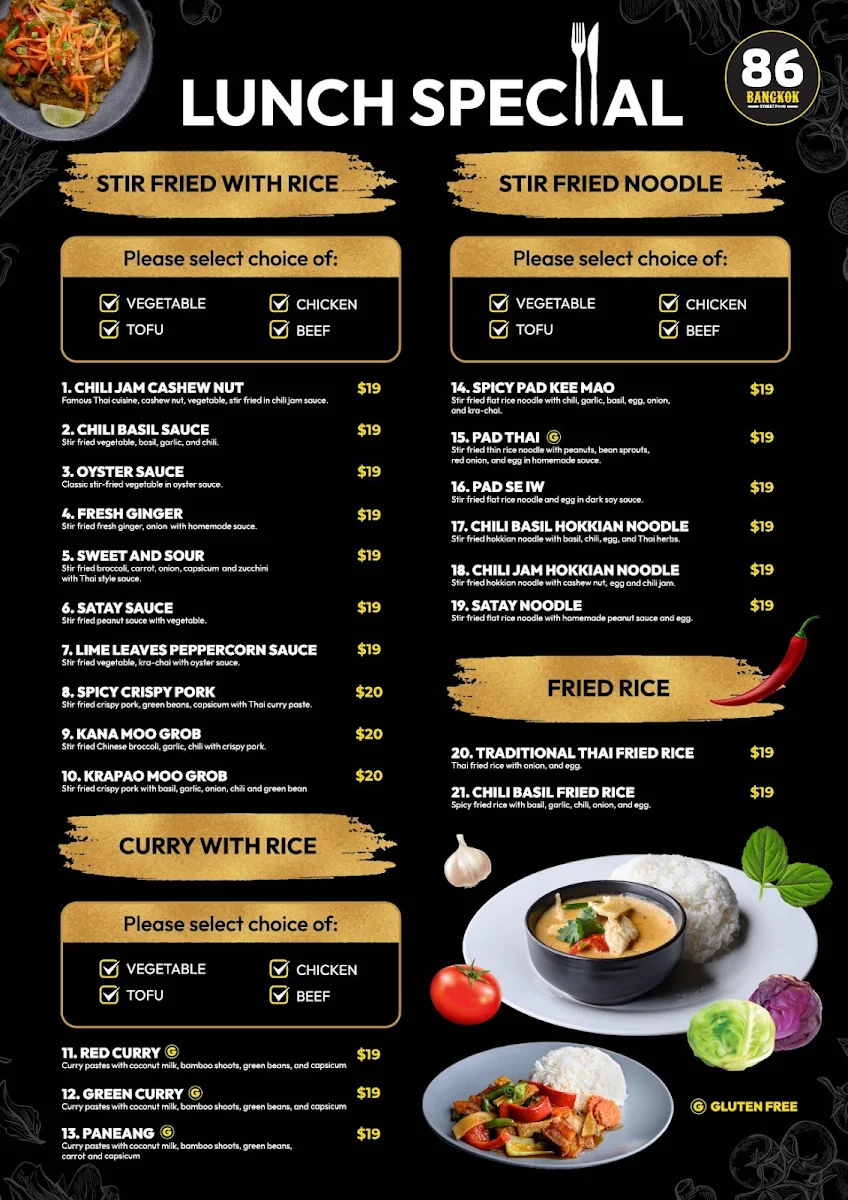 Menu, 86 BANGKOK (KAWANA SHOPPINGWORLD)
