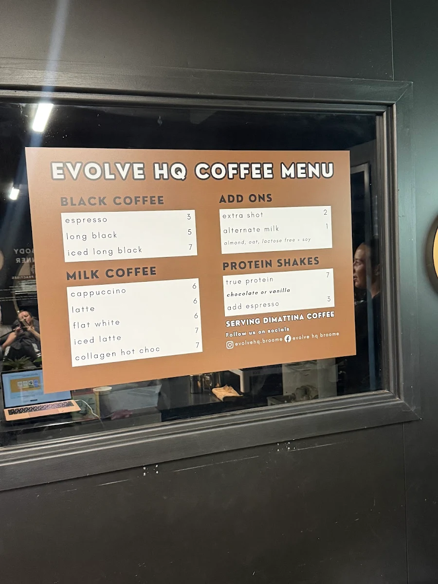 Menu, Evolve HQ - Coffee