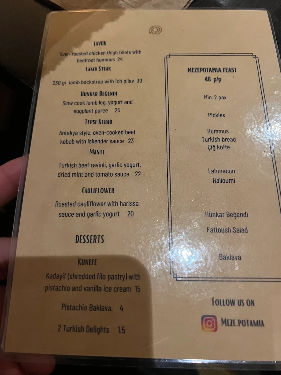 Menu, Mezepotamia