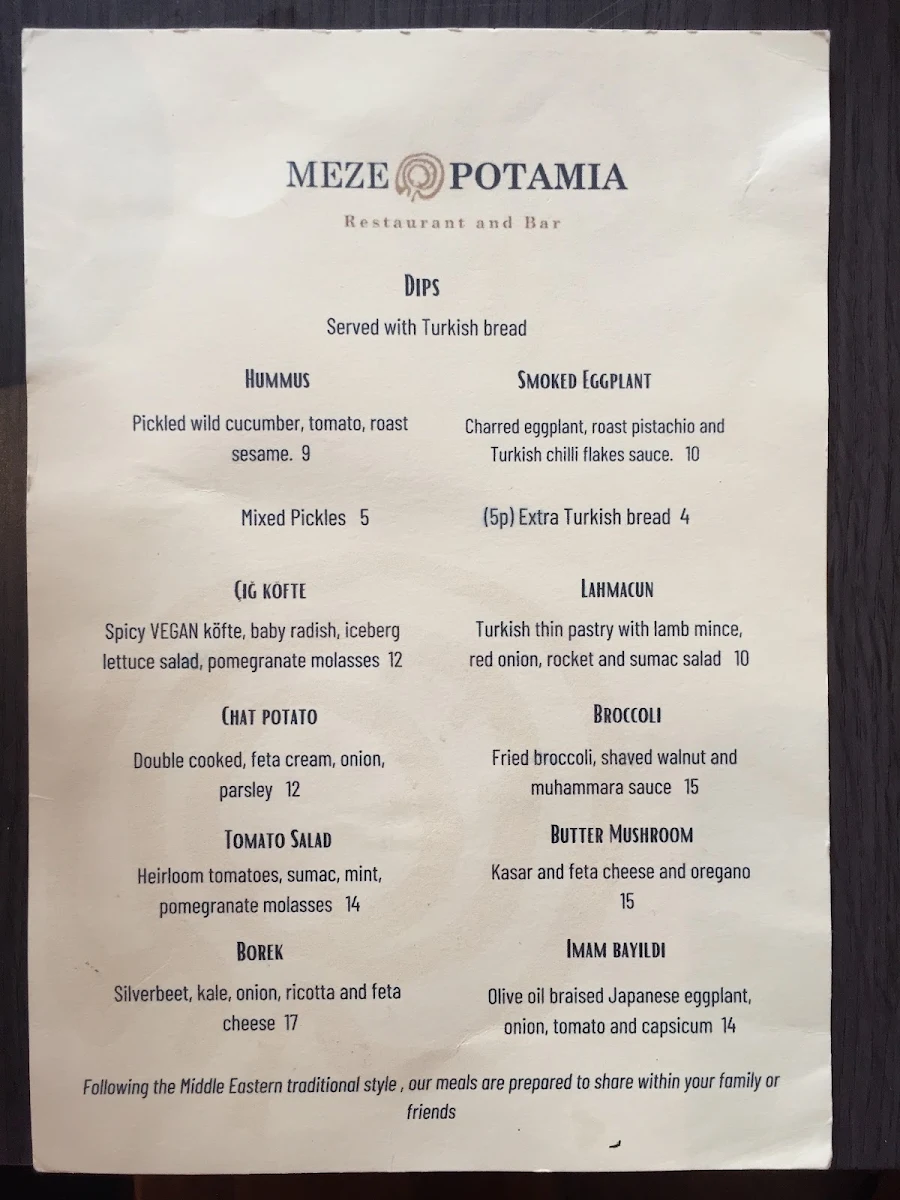 Menu, Mezepotamia