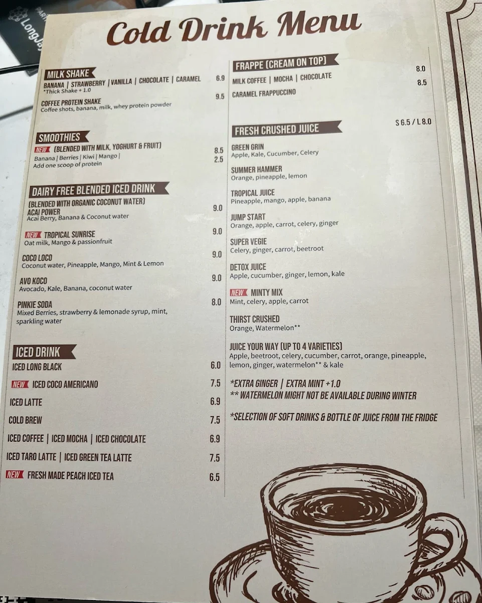 Menu, ARC Cafe