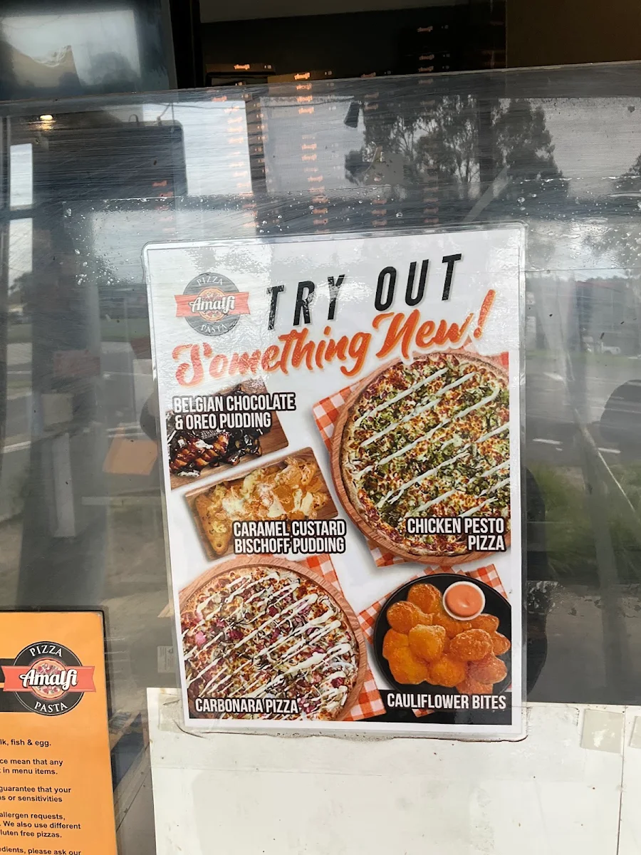 Menu, Amalfi Pizza & Pasta - Wantirna