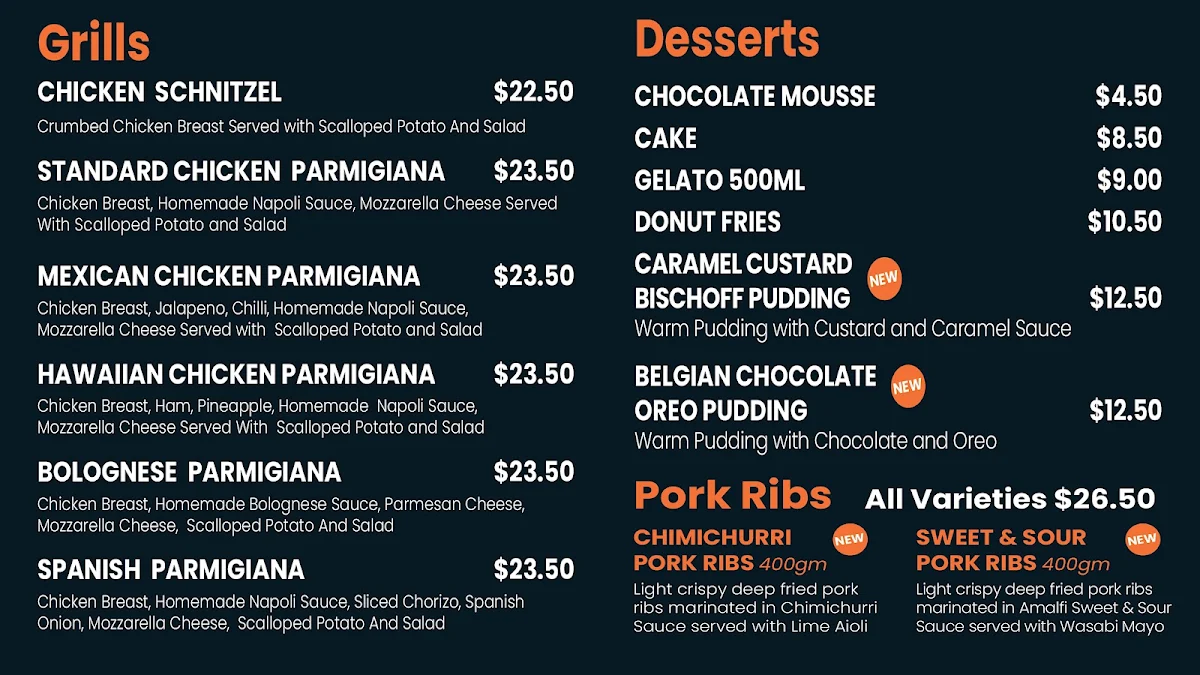 Menu, Amalfi Pizza & Pasta - Wantirna