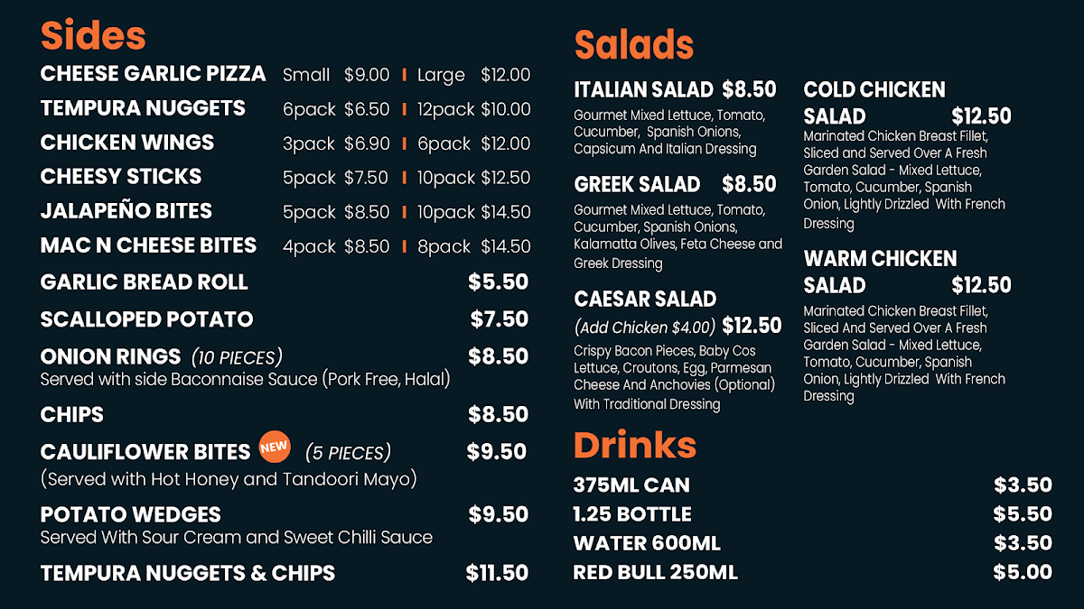 Menu, Amalfi Pizza & Pasta - Wantirna