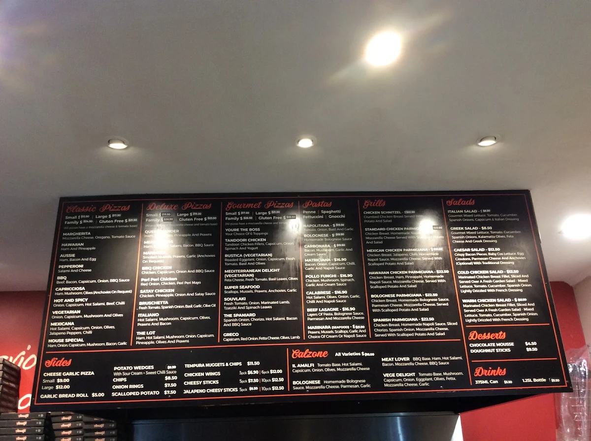 Menu, Amalfi Pizza & Pasta - Wantirna