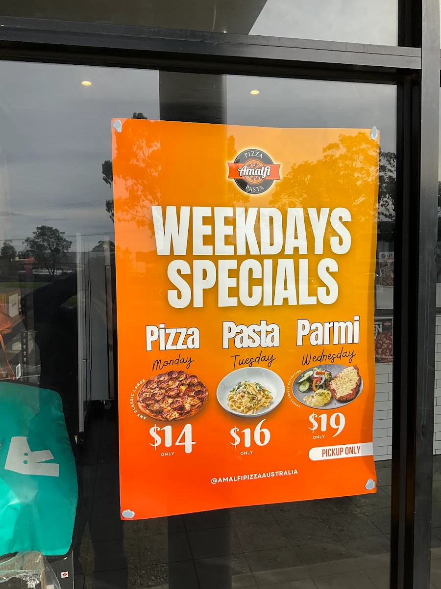 Menu, Amalfi Pizza & Pasta - Wantirna
