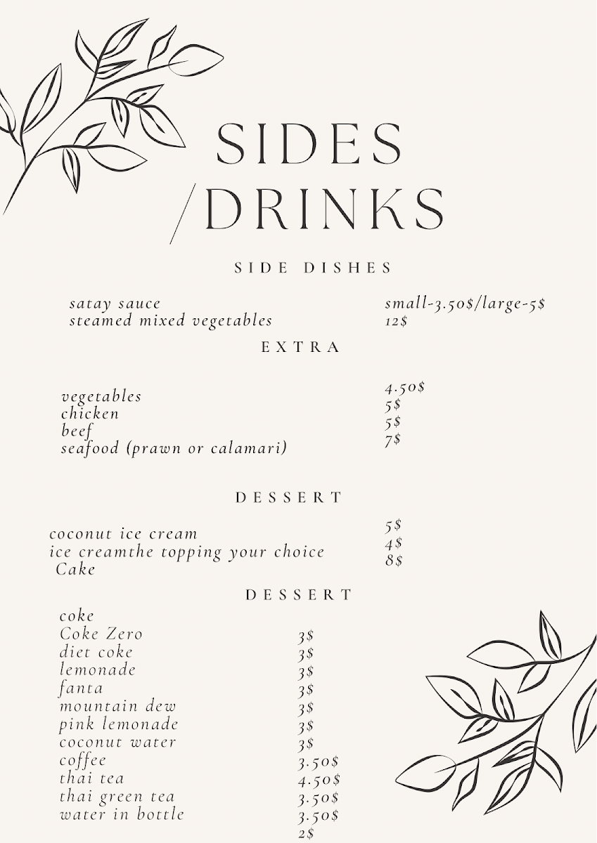 Menu, Chomthai