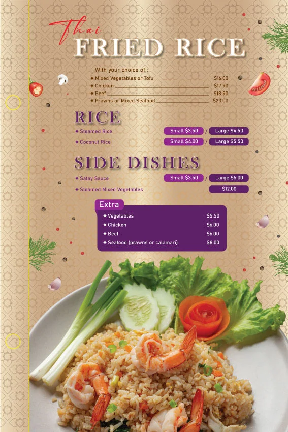 Menu, Chomthai