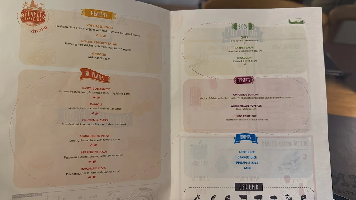 Menu, Amici Trattoria