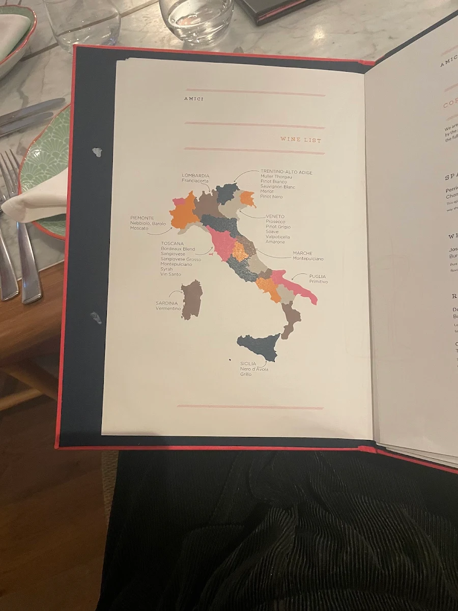 Menu, Amici Trattoria