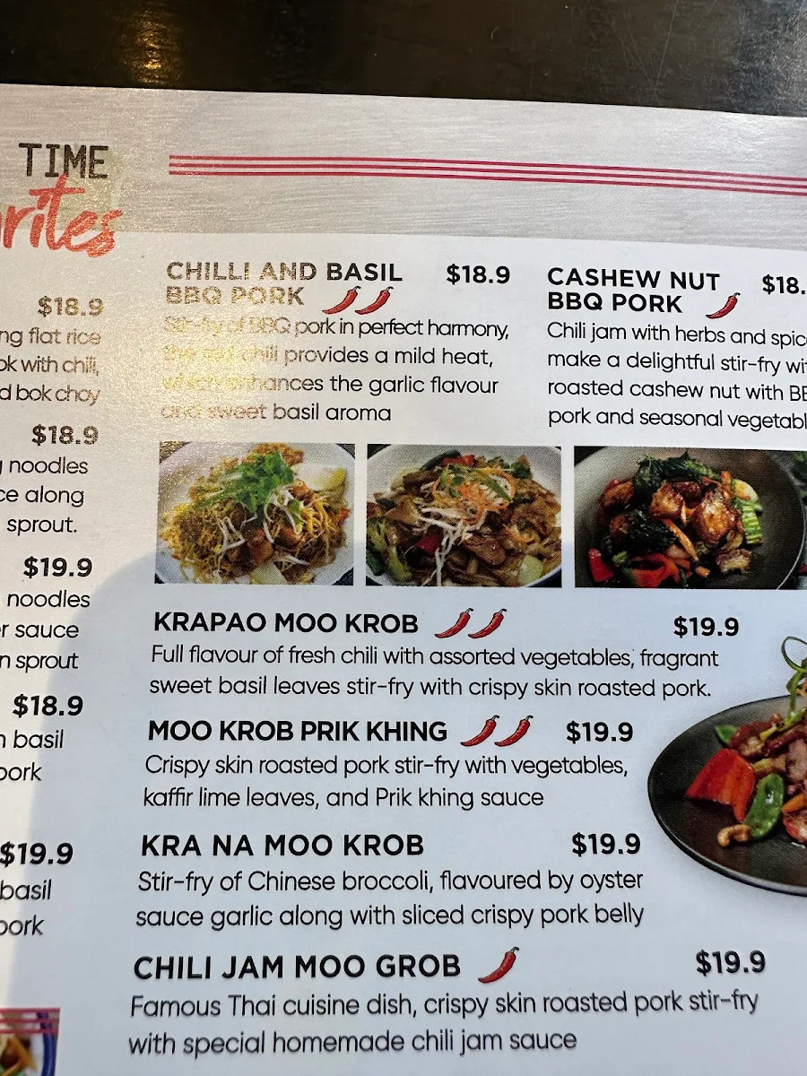 Menu, ChaRice Noodlebar