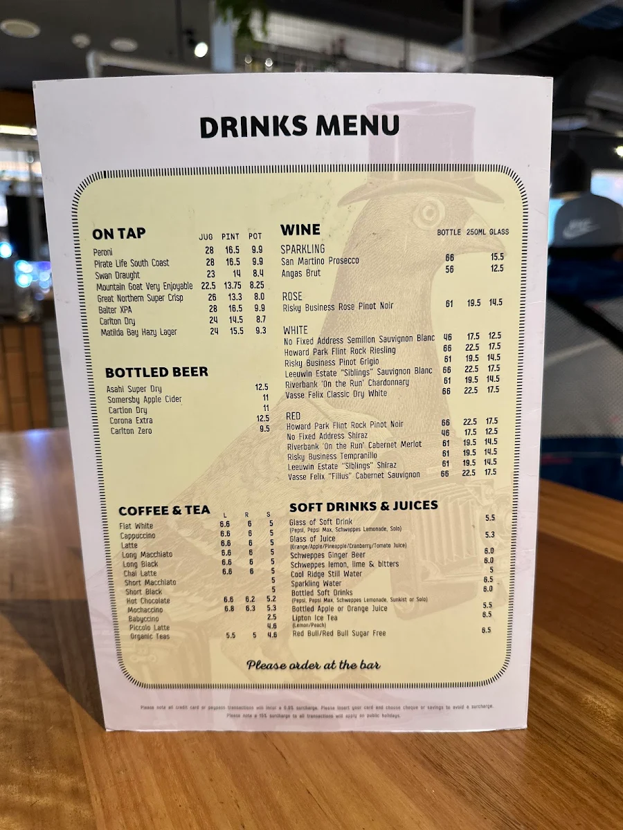 Menu, Longneck Public House