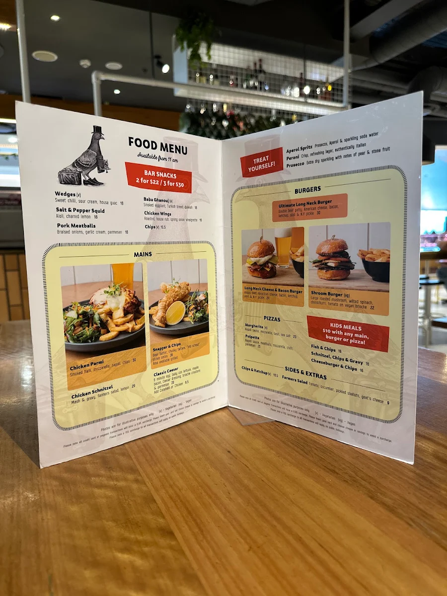 Menu, Longneck Public House
