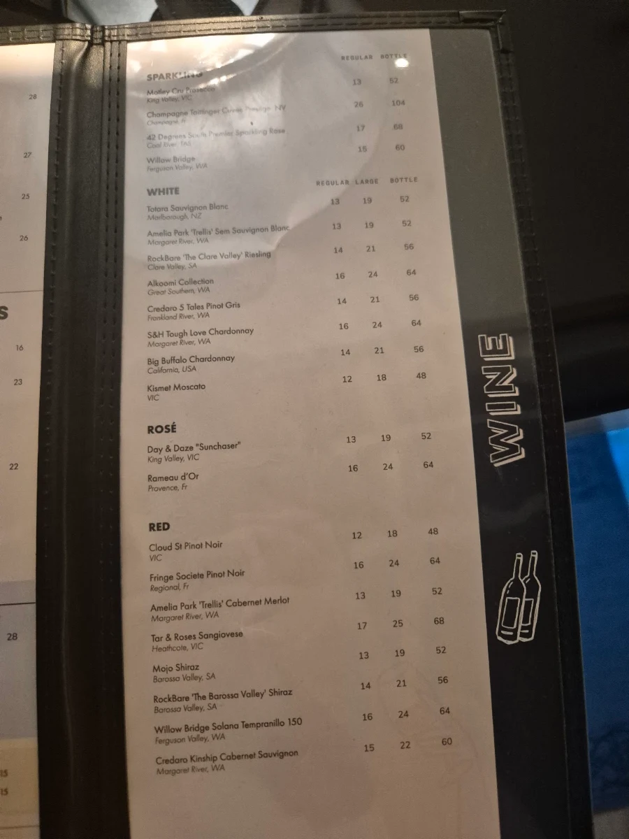 Menu, Longneck Public House