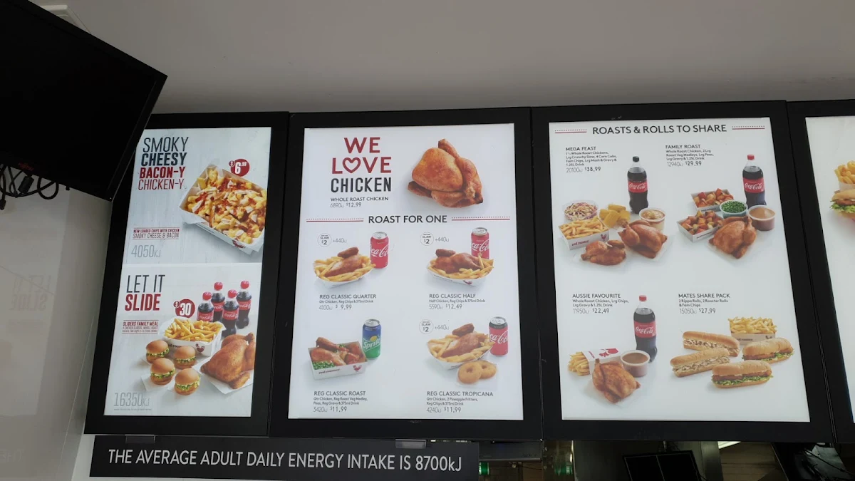 Menu, Red Rooster Ormond