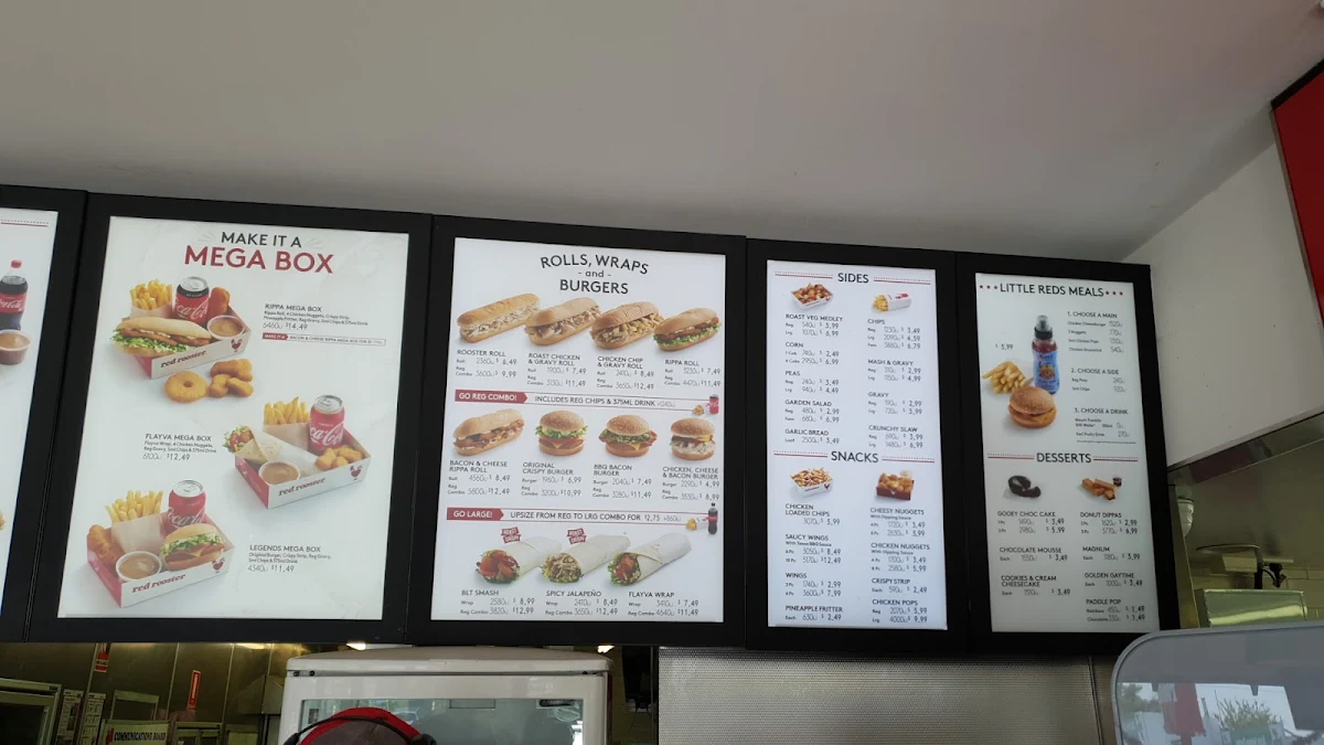 Menu, Red Rooster Ormond