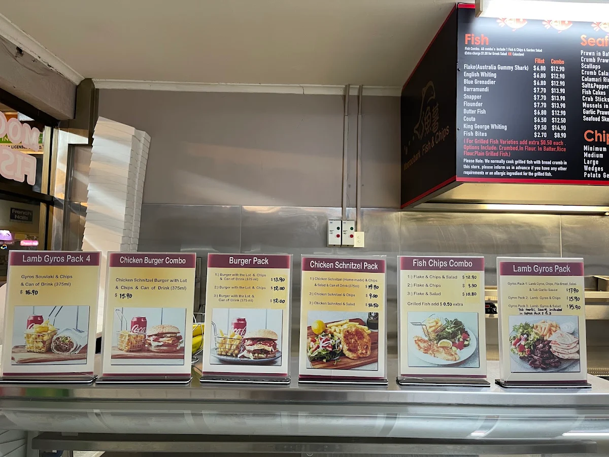 Menu, Mooroolbark Fish & Chips