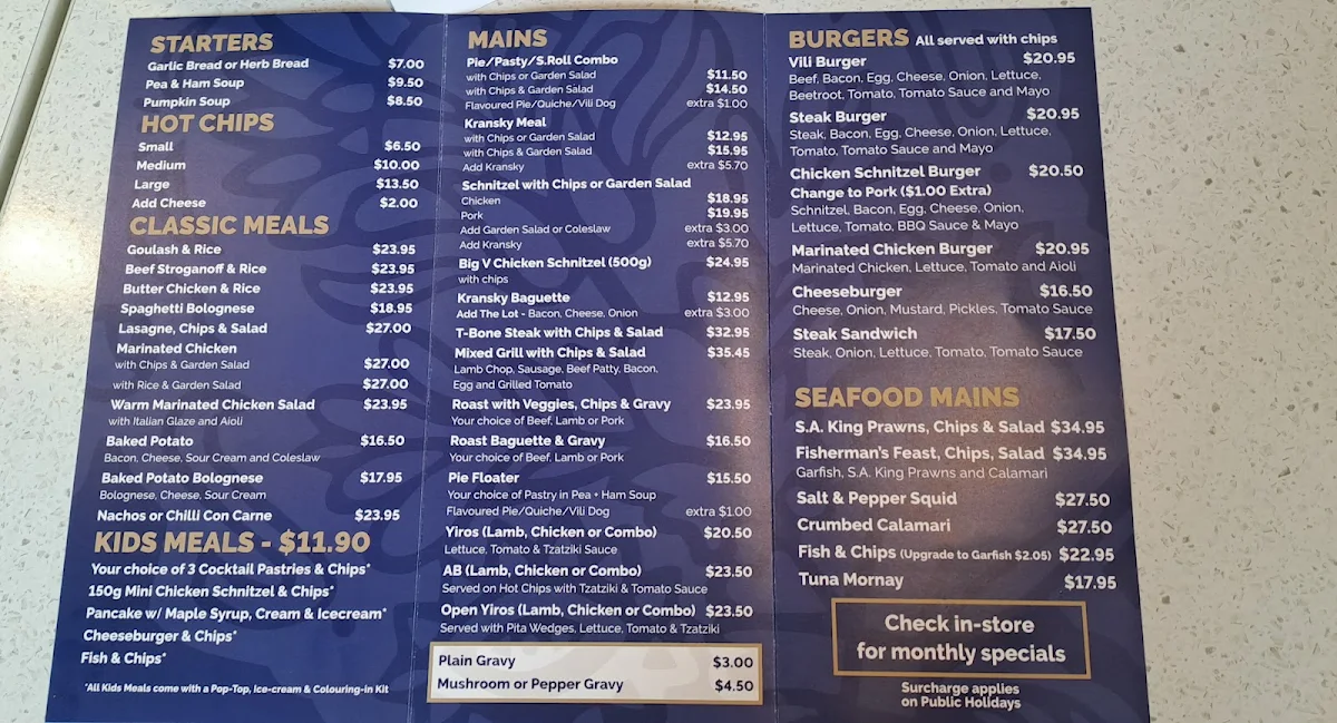 Menu, Cafe De Vili's | Blair Athol