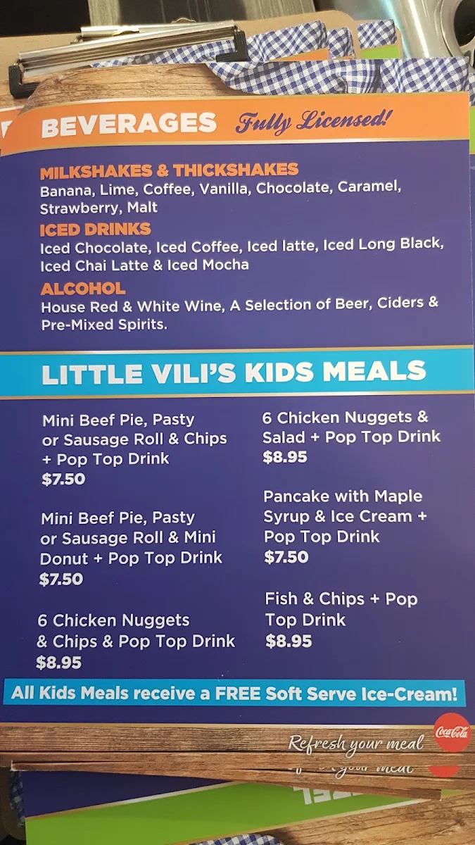 Menu, Cafe De Vili's | Blair Athol
