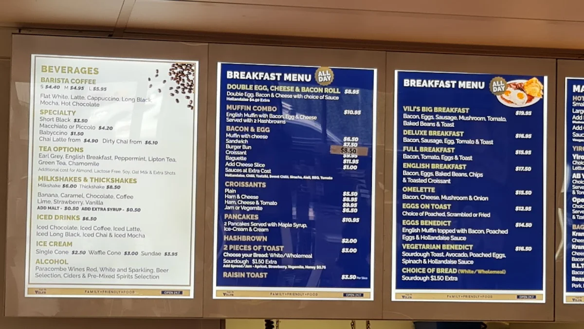 Menu, Cafe De Vili's | Blair Athol