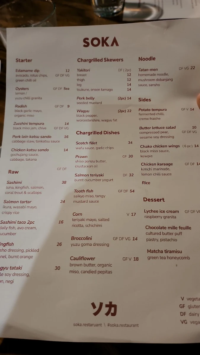 Menu, SOKA