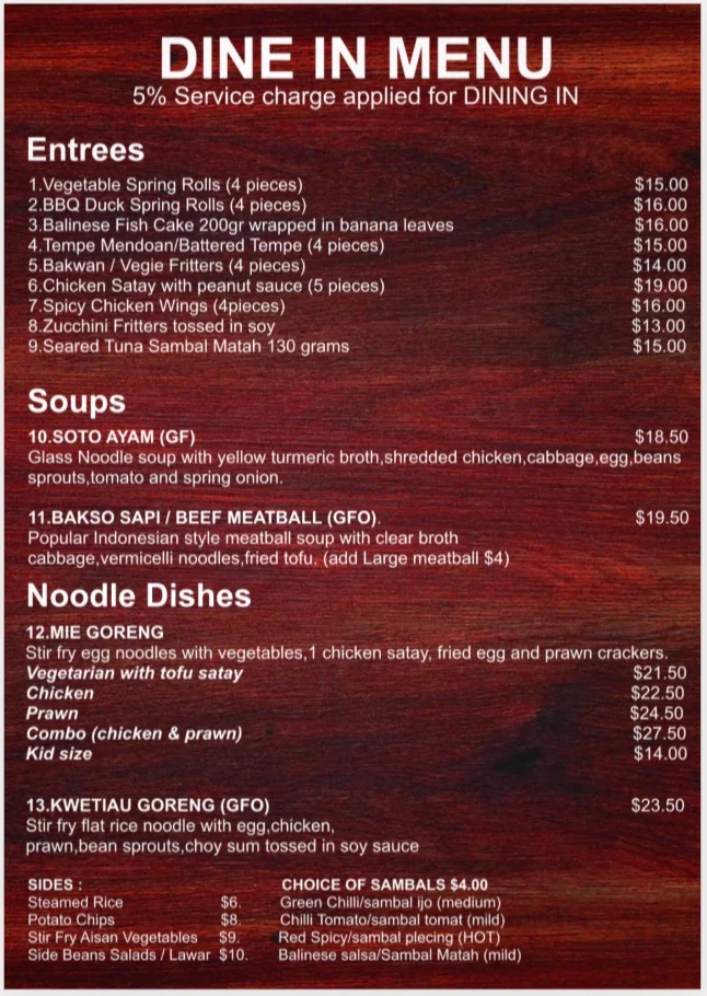 Menu, DMK - The Kitchen