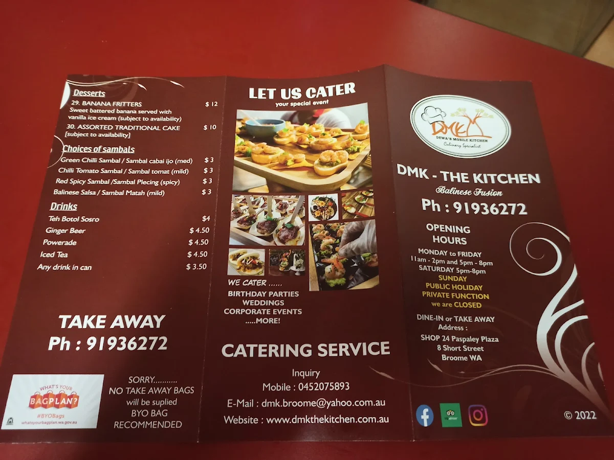 Menu, DMK - The Kitchen