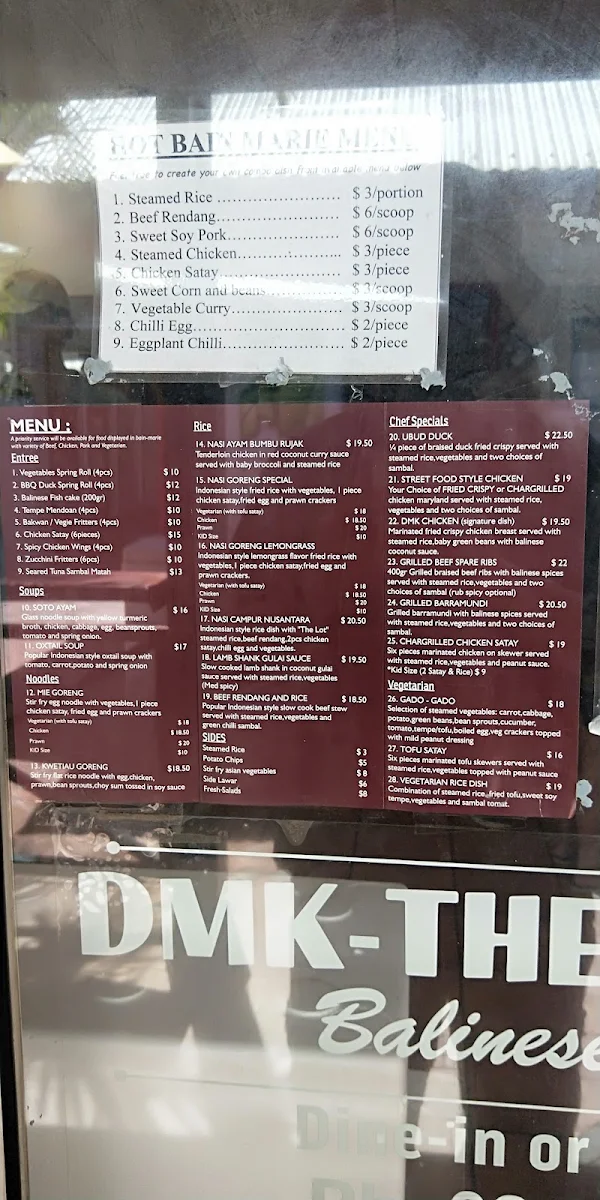 Menu, DMK - The Kitchen