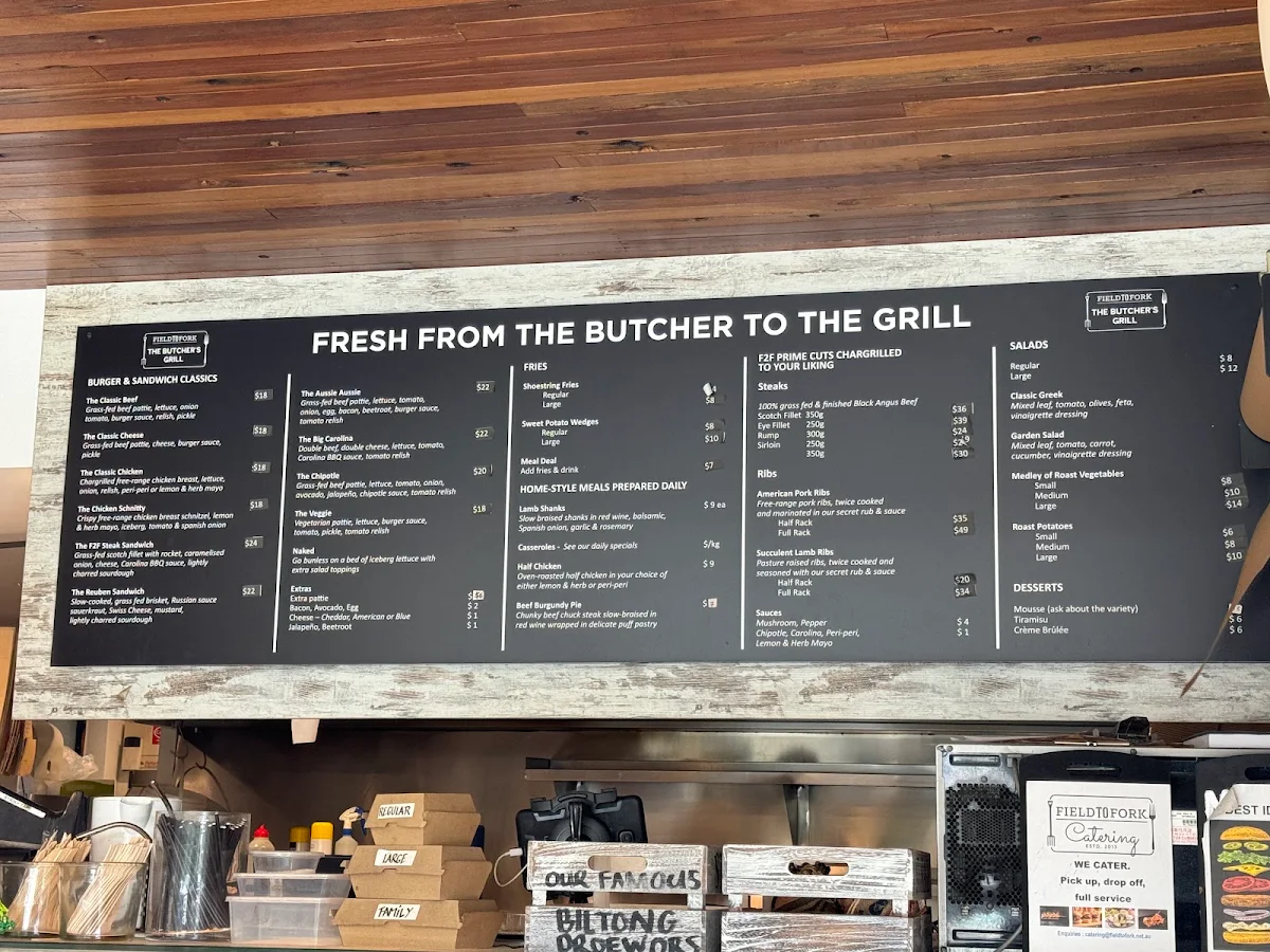 Menu, The Butcher's Grill