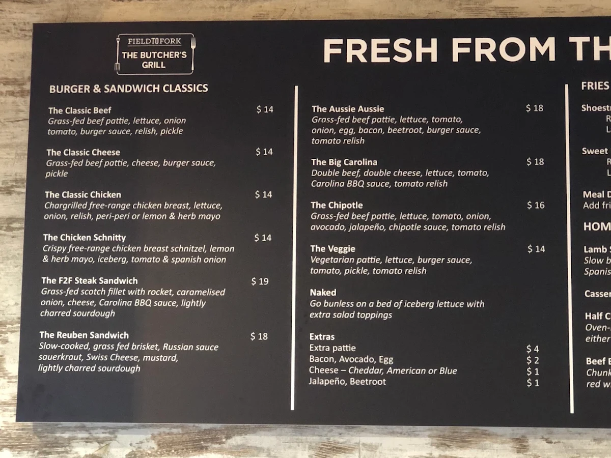 Menu, The Butcher's Grill