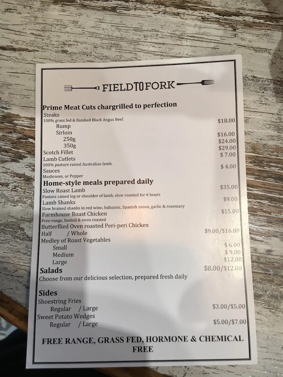 Menu, The Butcher's Grill