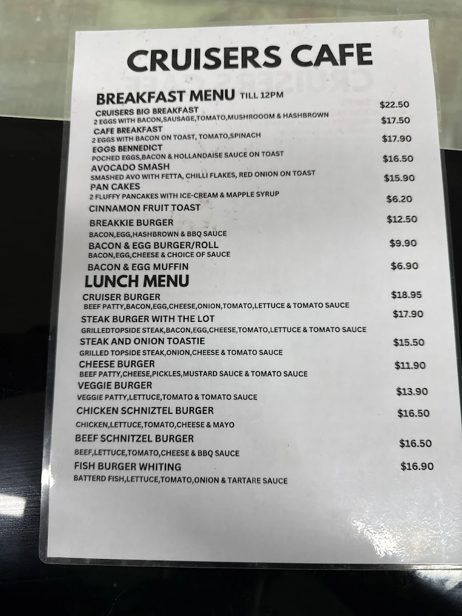 Menu, Cruisers Hub