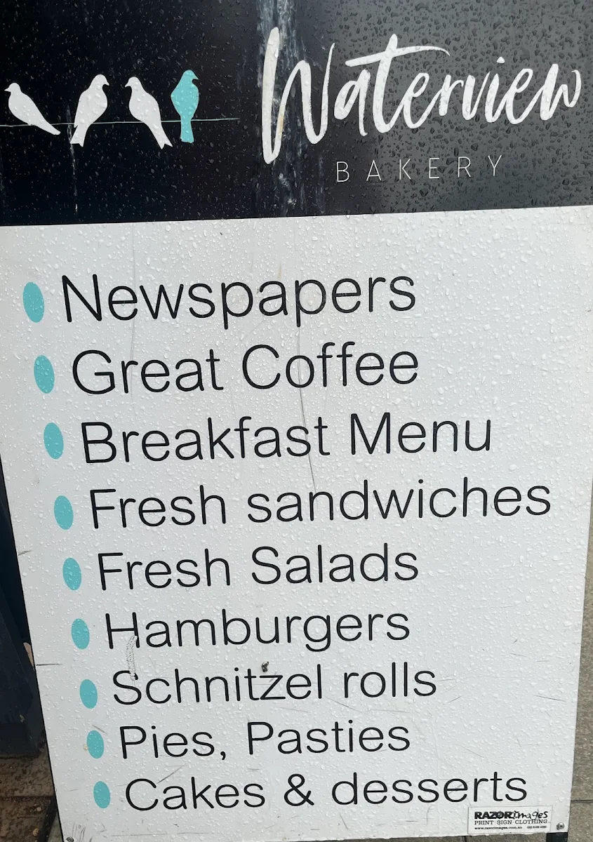 Menu, Waterview Bakery