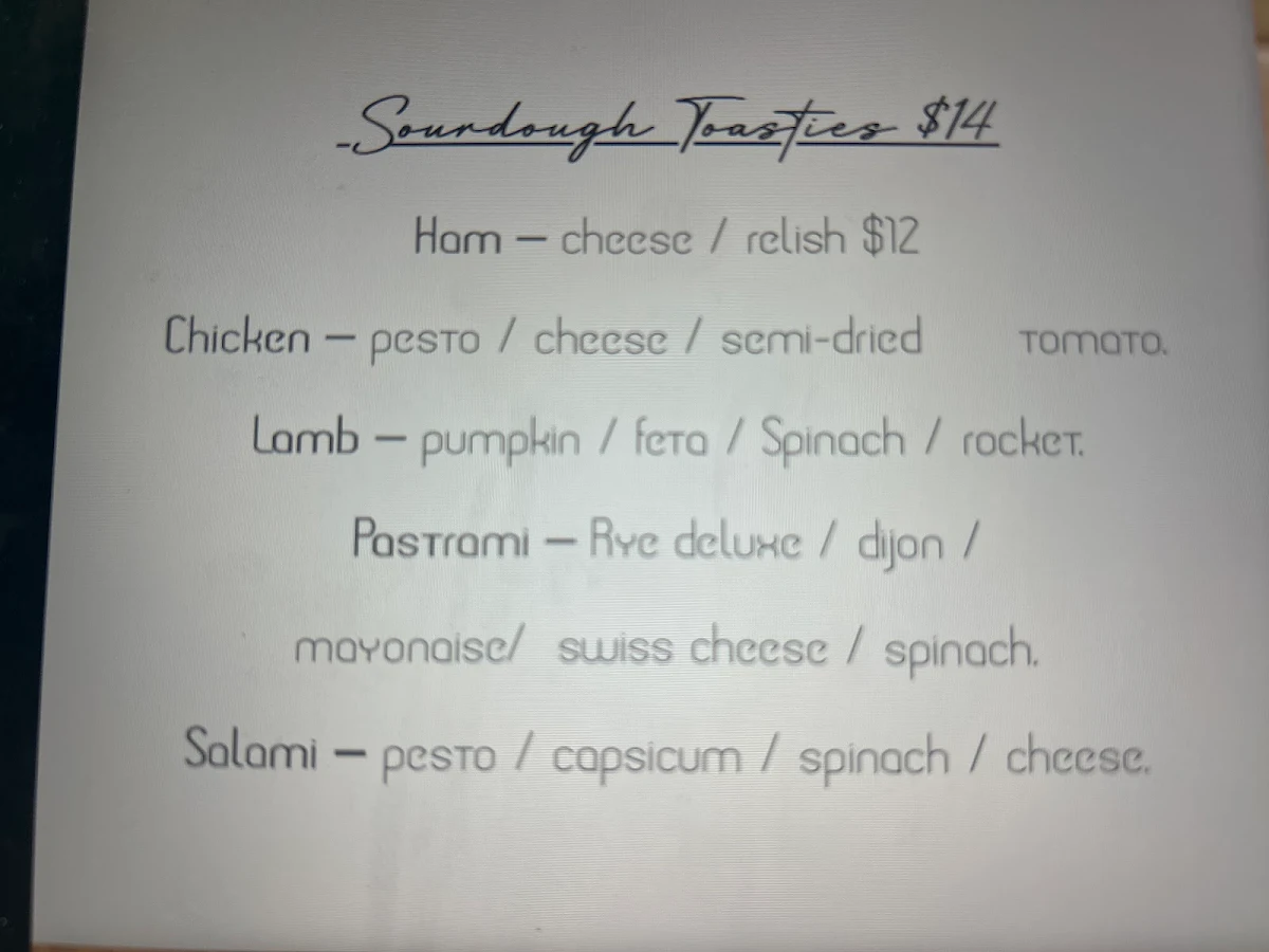 Menu, Four Cats Coffee