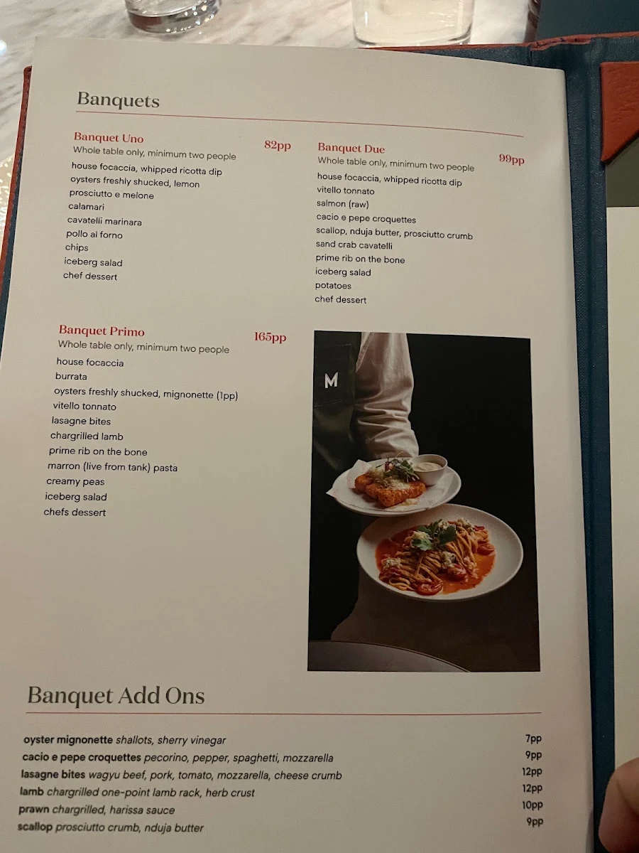Menu, Massimo Restaurant & Bar