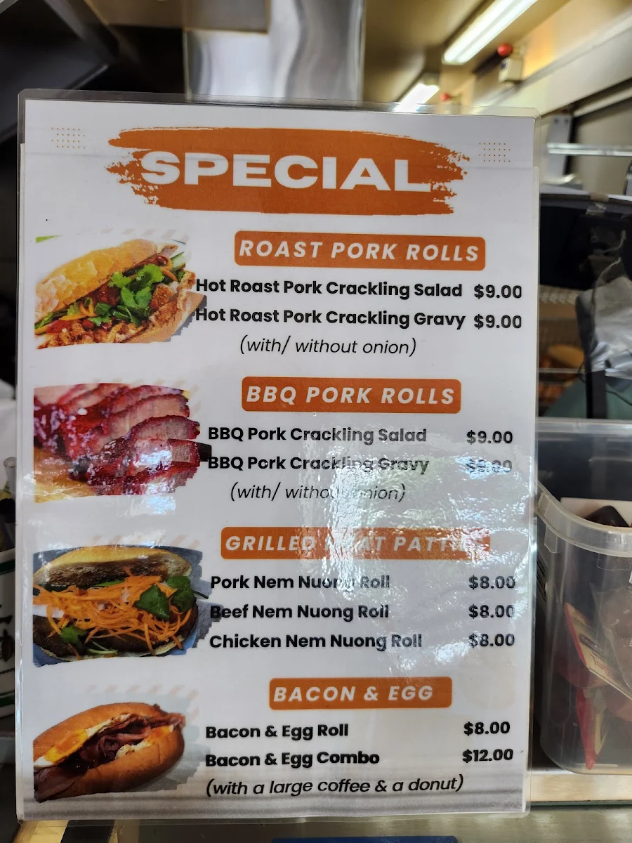 Menu, Thanh Hieu Hot Bread & Takeaway