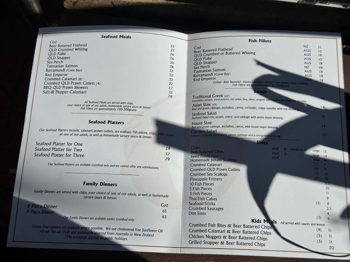 Menu, Sea Fuel Cleveland