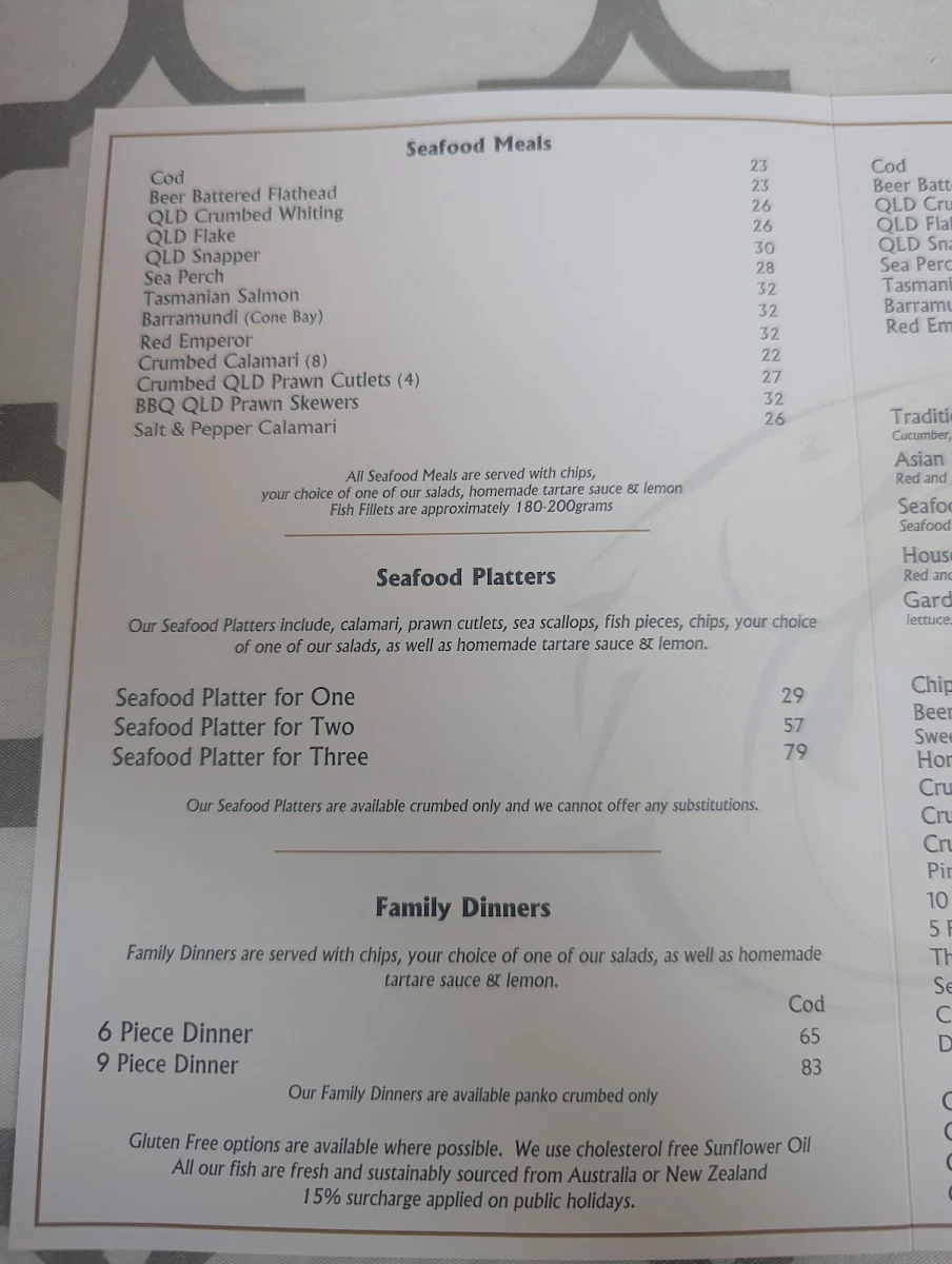 Menu, Sea Fuel Cleveland