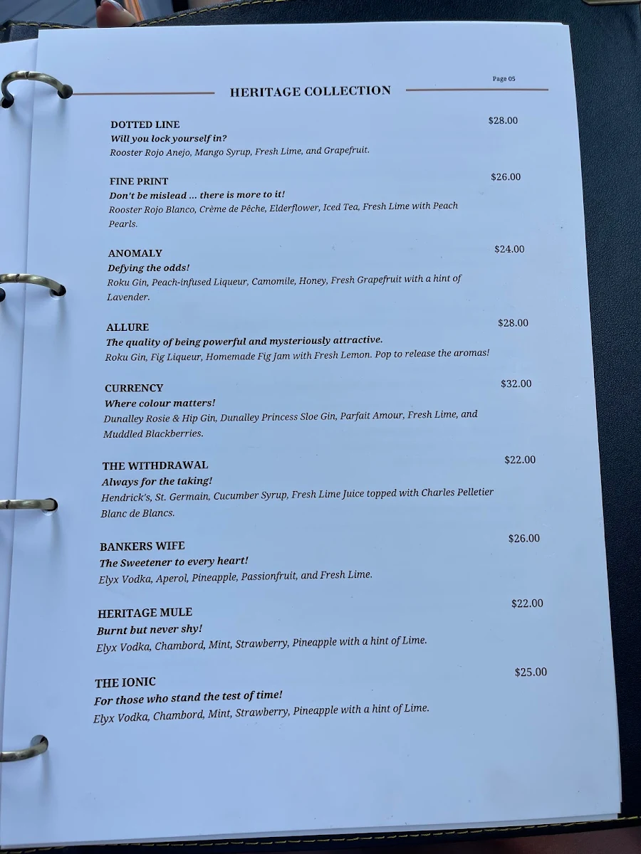 Menu, ORIBU オリーブ