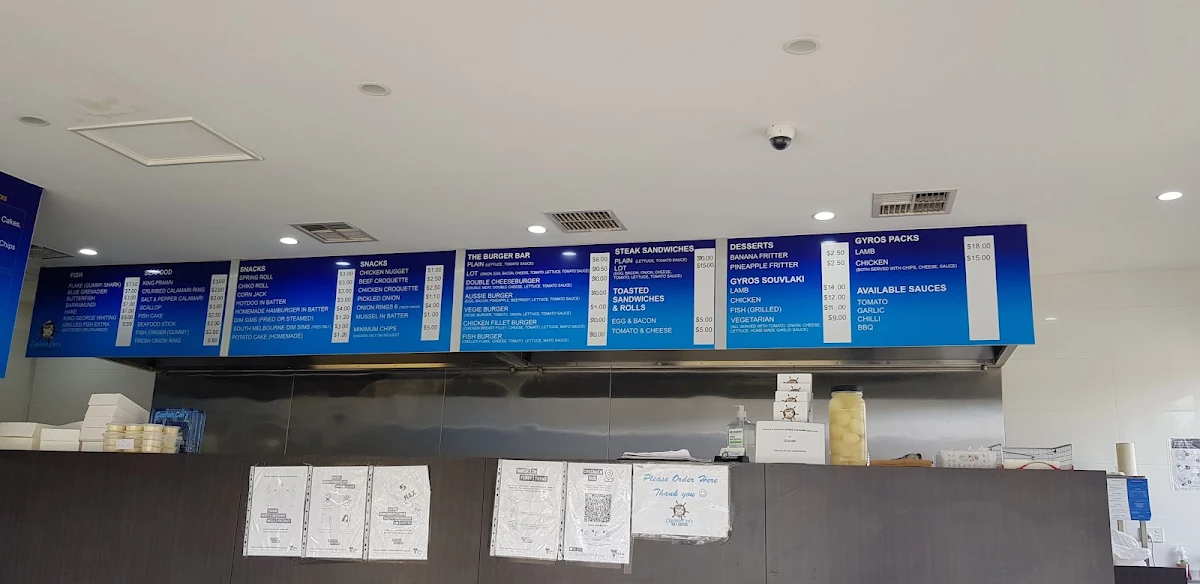 Menu, Captain Con's Fish and Chips