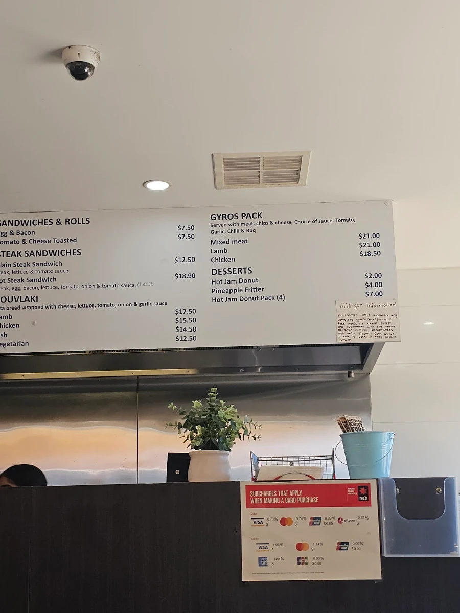 Menu, Captain Con's Fish and Chips