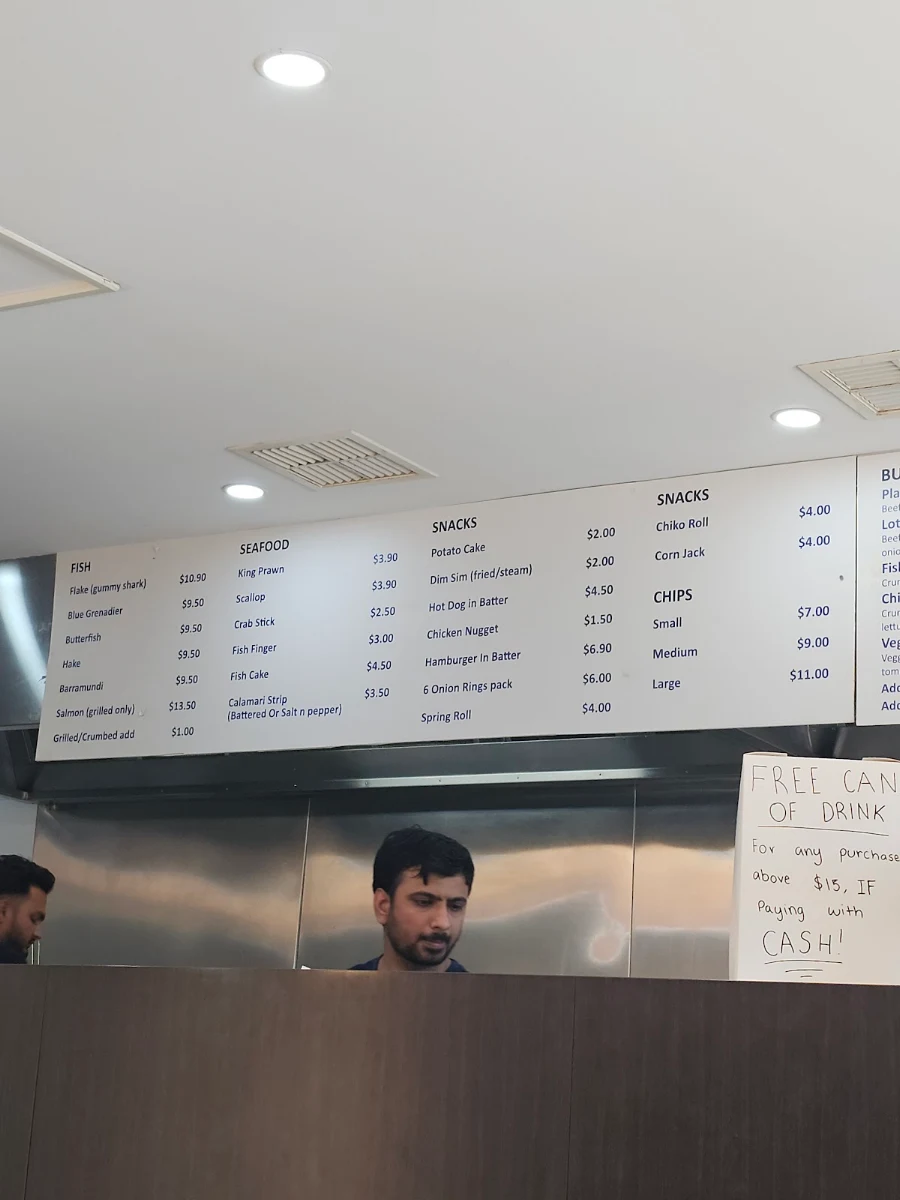 Menu, Captain Con's Fish and Chips