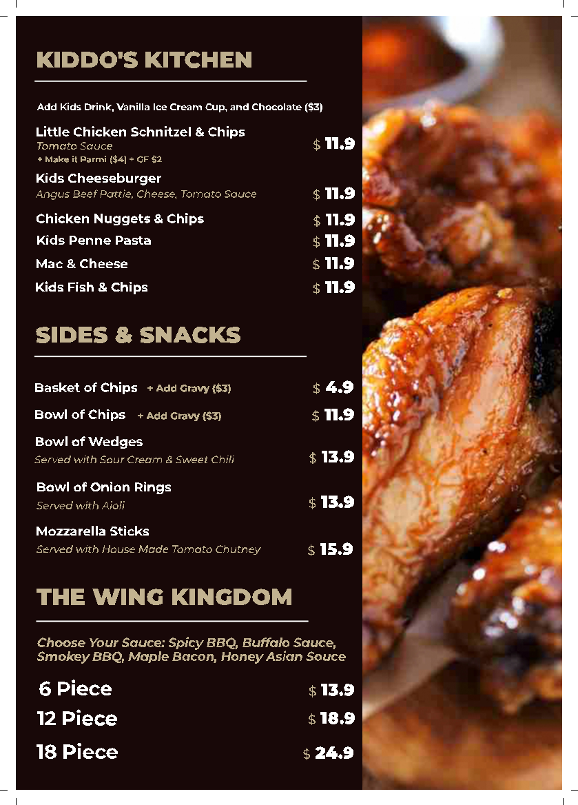 Menu, The Munich Cafe & Restaurant Golden Grove