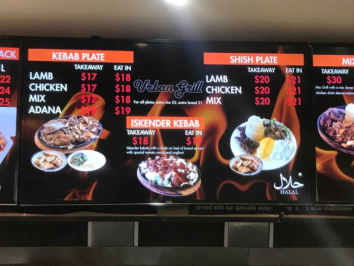 Menu, Urban Grill Kebabs